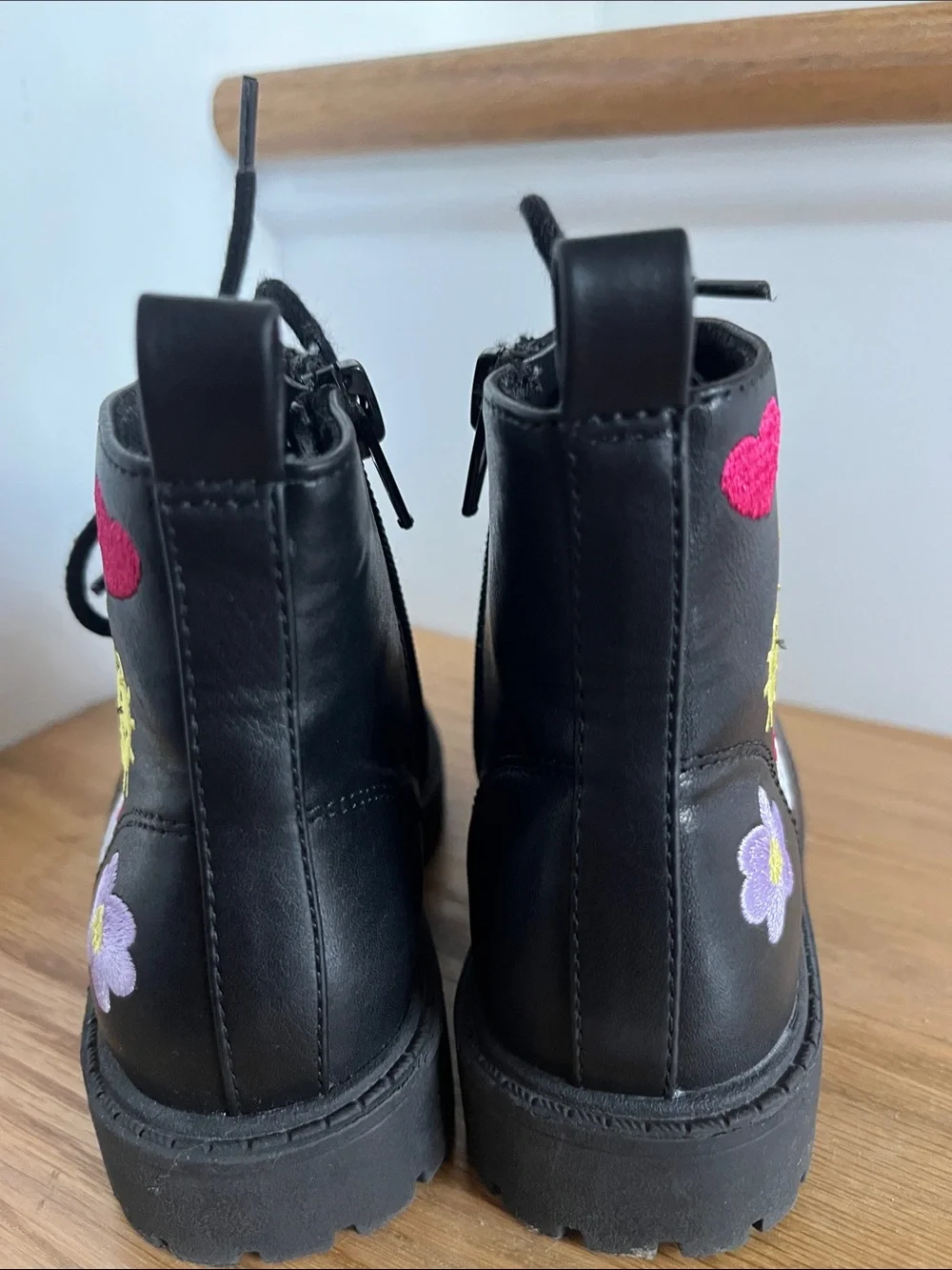 Kids Black Lace-Up Combat Boots